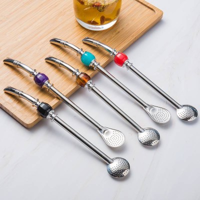 China Supplier Stainless Steel Yerba Mate Bombilla Gourd Drinking Filter Straw Spoon