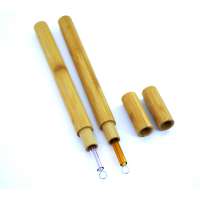 Reusable straw set with 1 glass straw 1 cleaning brush 1 bamboo case new product ideas 2020