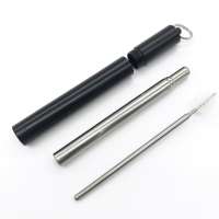 Wholesale Stainless steel Portable Reusable Drinking Telescopic Straw With  Brush